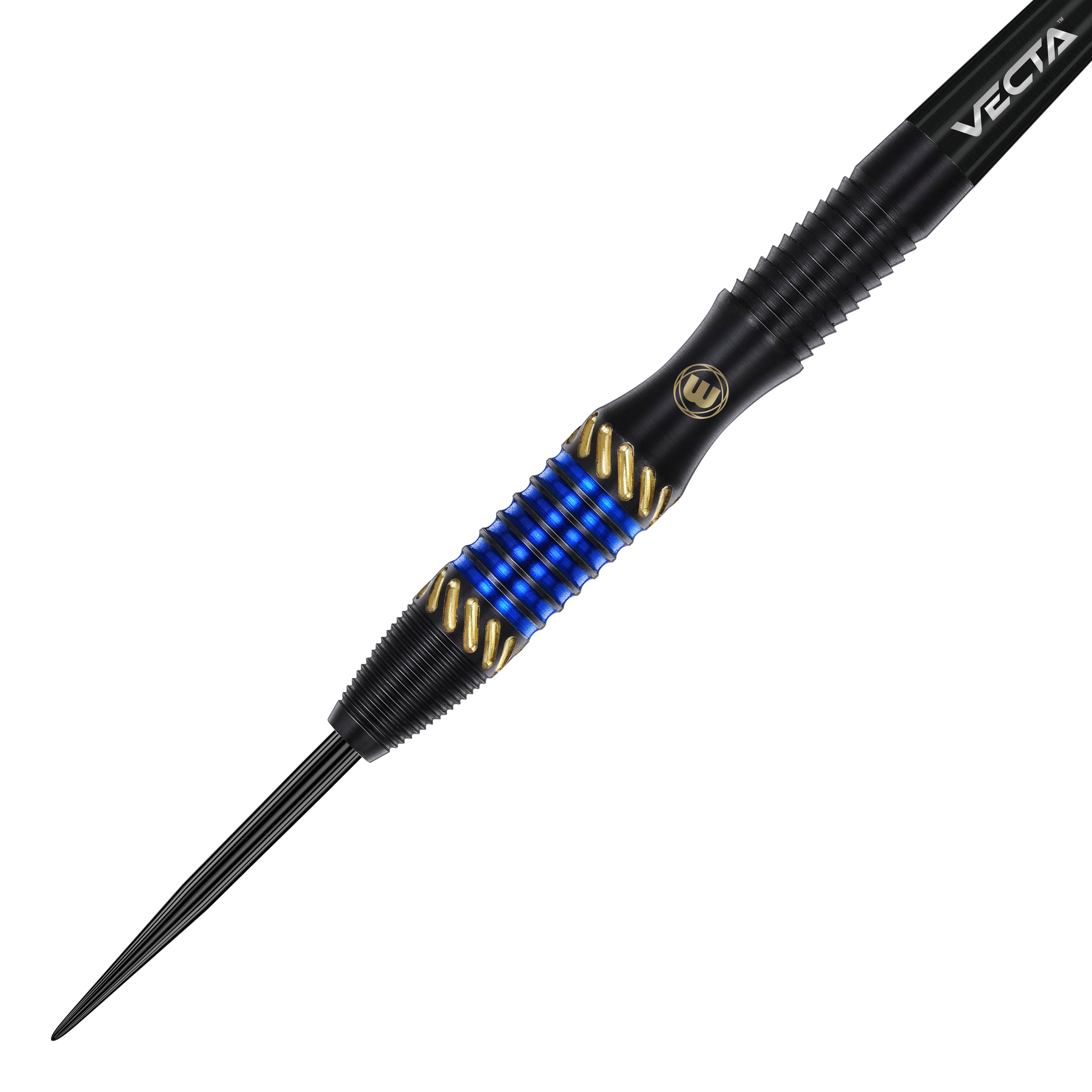 Winmau Rashad Sweeting Steeldarts - 24g Der Winmau Rashad Sweeting Steeldart - 24g ist ein eleganter Dartpfeil in Schwarz mit goldenen und blauen Akzenten. Er verfügt über eine strukturierte Griffzone und ein modernes Design.