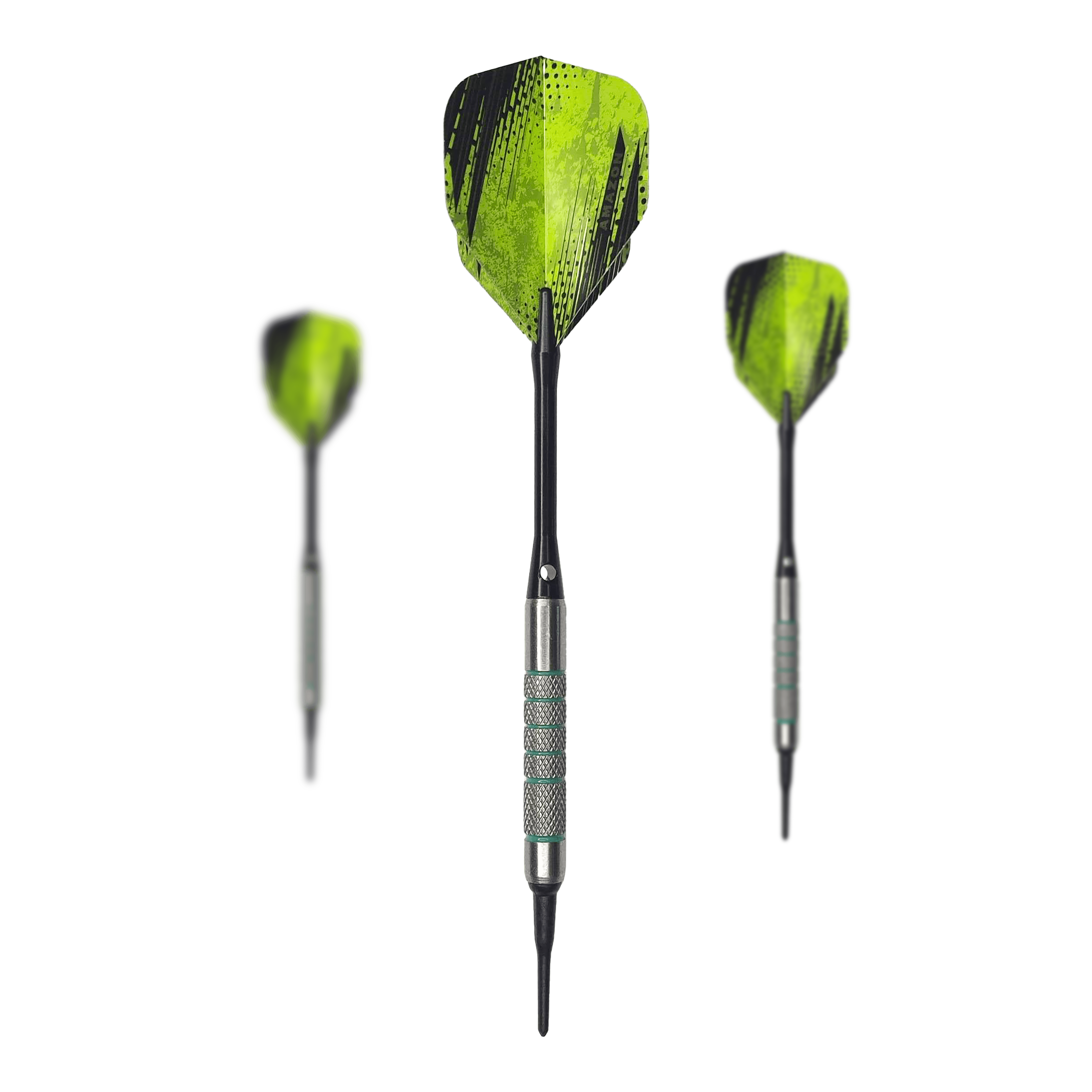 McDart 85 Tungsten V7 soft darts - 16.5g Das Bild zeigt ein Set McDart 85er Tungsten V7 Softdarts - 16,5g. Die Darts sind nebeneinander angeordnet.