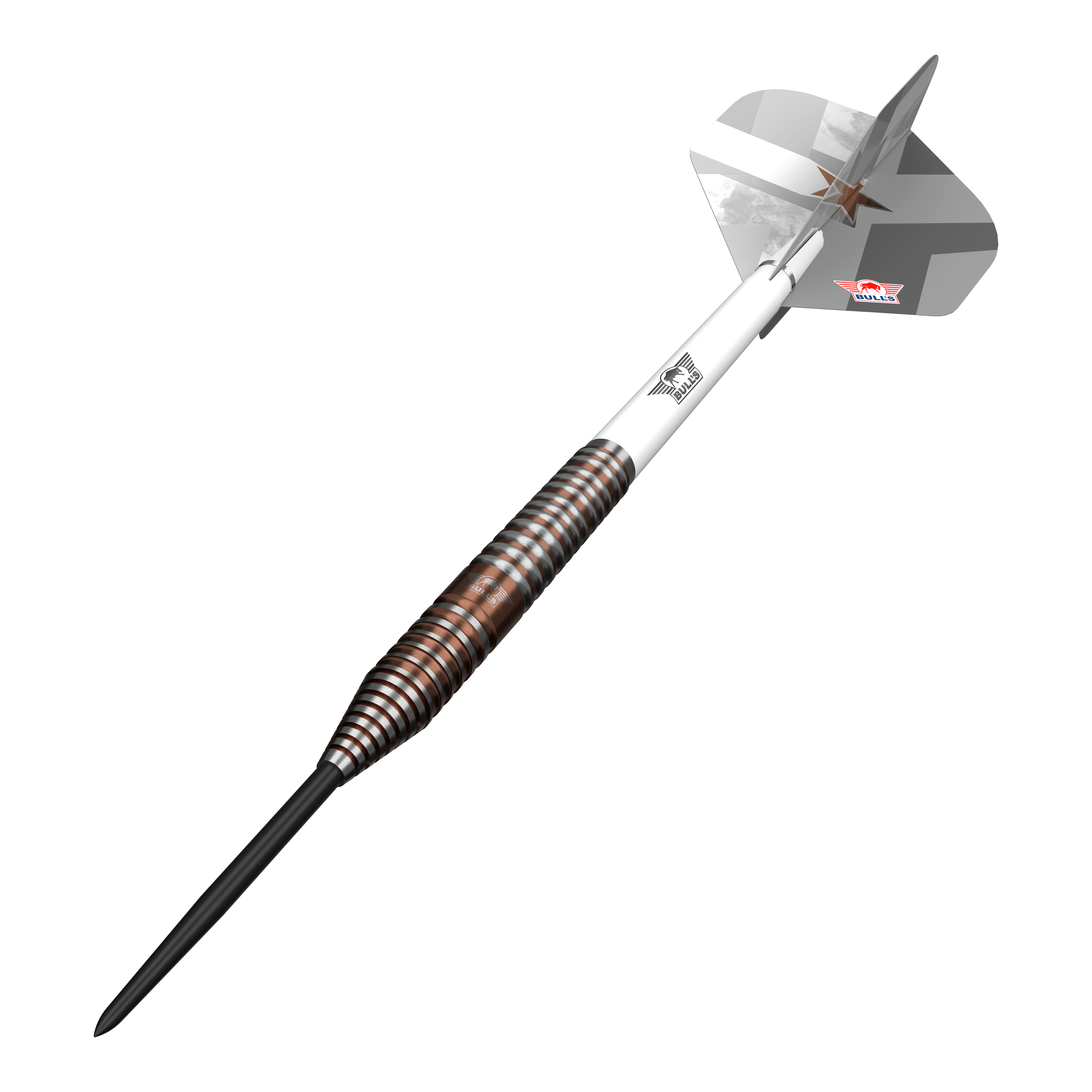 Bulls NL Max Hopp E5 steel darts Abgebildet sind Bulls NL Max Hopp E5 Steeldarts. Sie bieten einen guten Griff und eine ausgewogene Gewichtsverteilung.