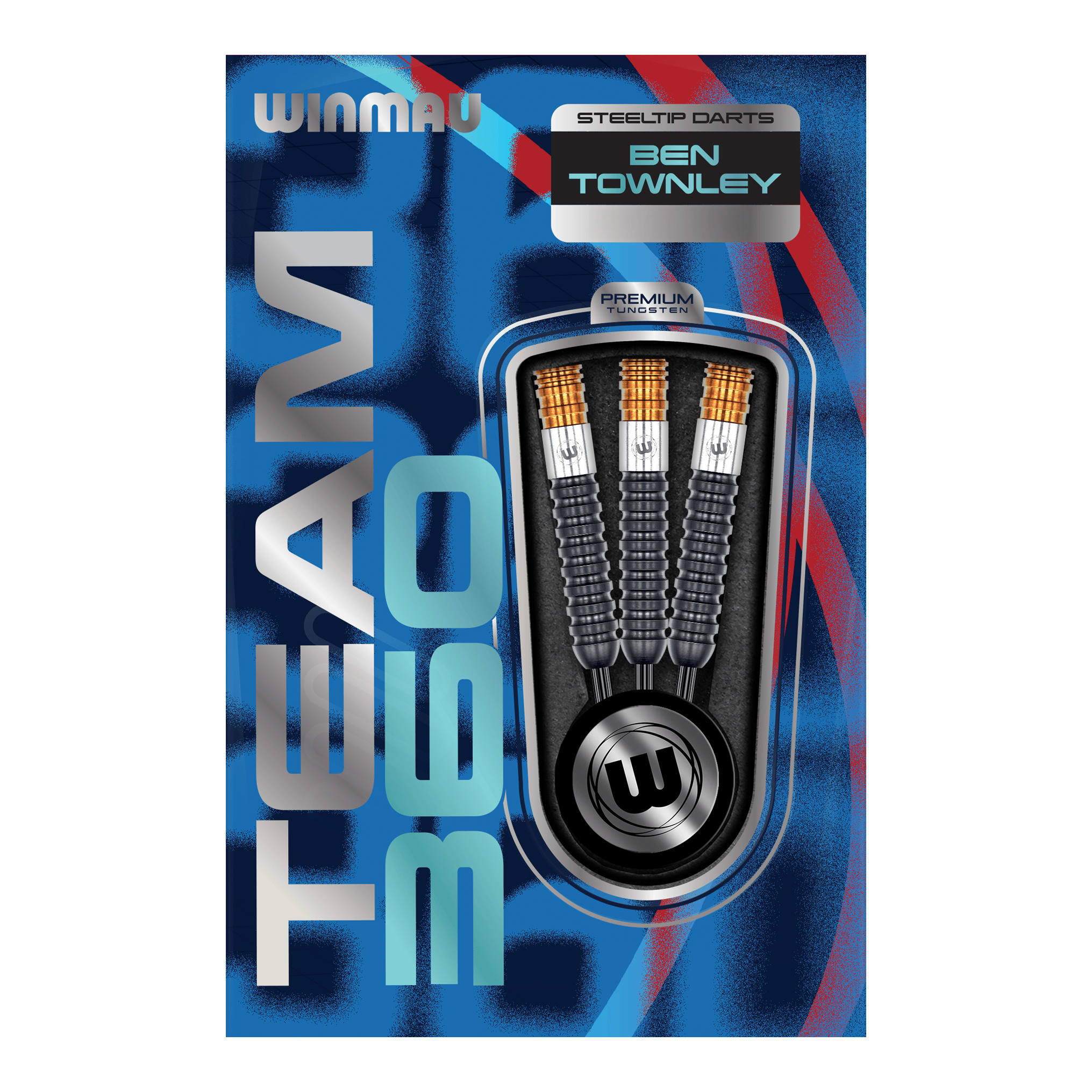 Winmau Team 360 Ben Townley Steeldarts - 23g Das Bild zeigt die Winmau Team 360 Ben Townley Steeldarts - 23g Darts. Diese Darts sind speziell für professionelle Spieler entworfen.