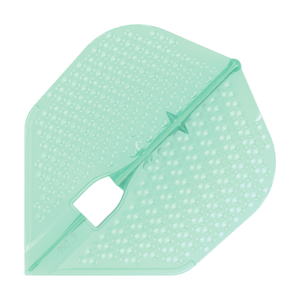 Das Bild zeigt einen L-Style Flights Dimple Champagne L3PRO Shape in hellgrüner Farbe. Die Oberfläche ist mit kleinen Vertiefungen (Dimple) versehen.