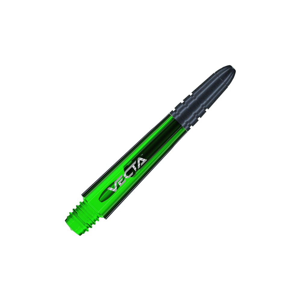 7025-104_Winmau_Vecta_Shafts_Gr-n_34mm_2 Das Bild zeigt einen grünen Winmau Vecta Shaft für Darts. Der Schaft hat ein glänzendes, metallisches Design mit der Aufschrift "VECTA".