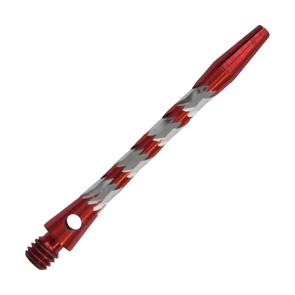 Bulls NL Minor Aluminium Shafts in Rot, 46 mm lang. Abgebildet ist ein roter Aluminiumschaft für Dartpfeile.