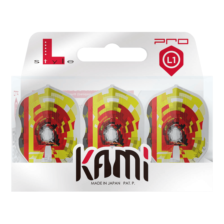 Abgebildet sind die L-Style Kai Gotthardt V1 White KAMI L1PRO Flights. Diese Dart-Flights haben ein weißes Design.