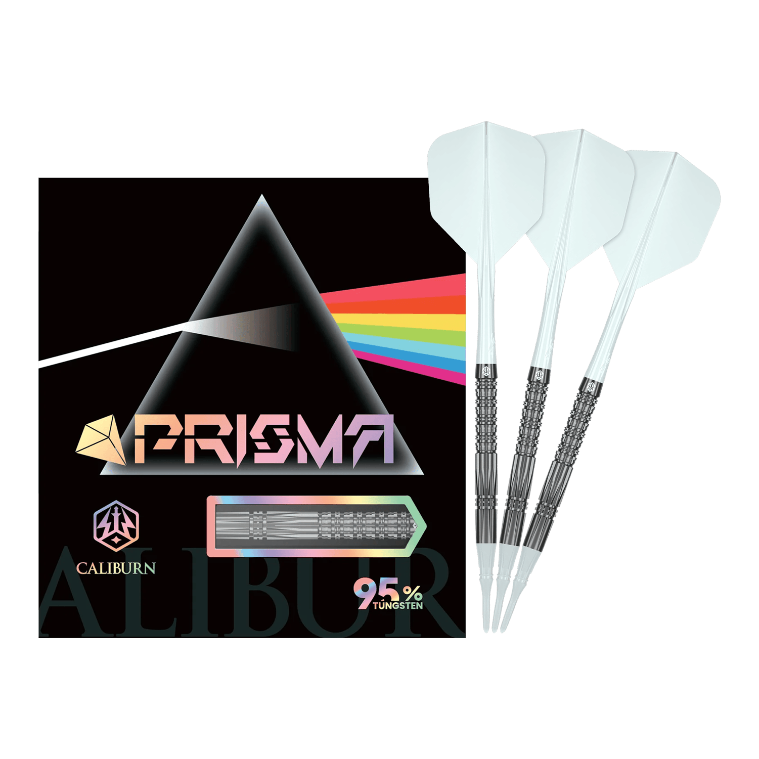 Caliburn Prisma P2 soft darts - 20g Hier sieht man die Caliburn Prisma P2 Softdarts mit einem Gewicht von 20g. Sie sind ideal für alle, die Wert auf hochwertige Darts legen.