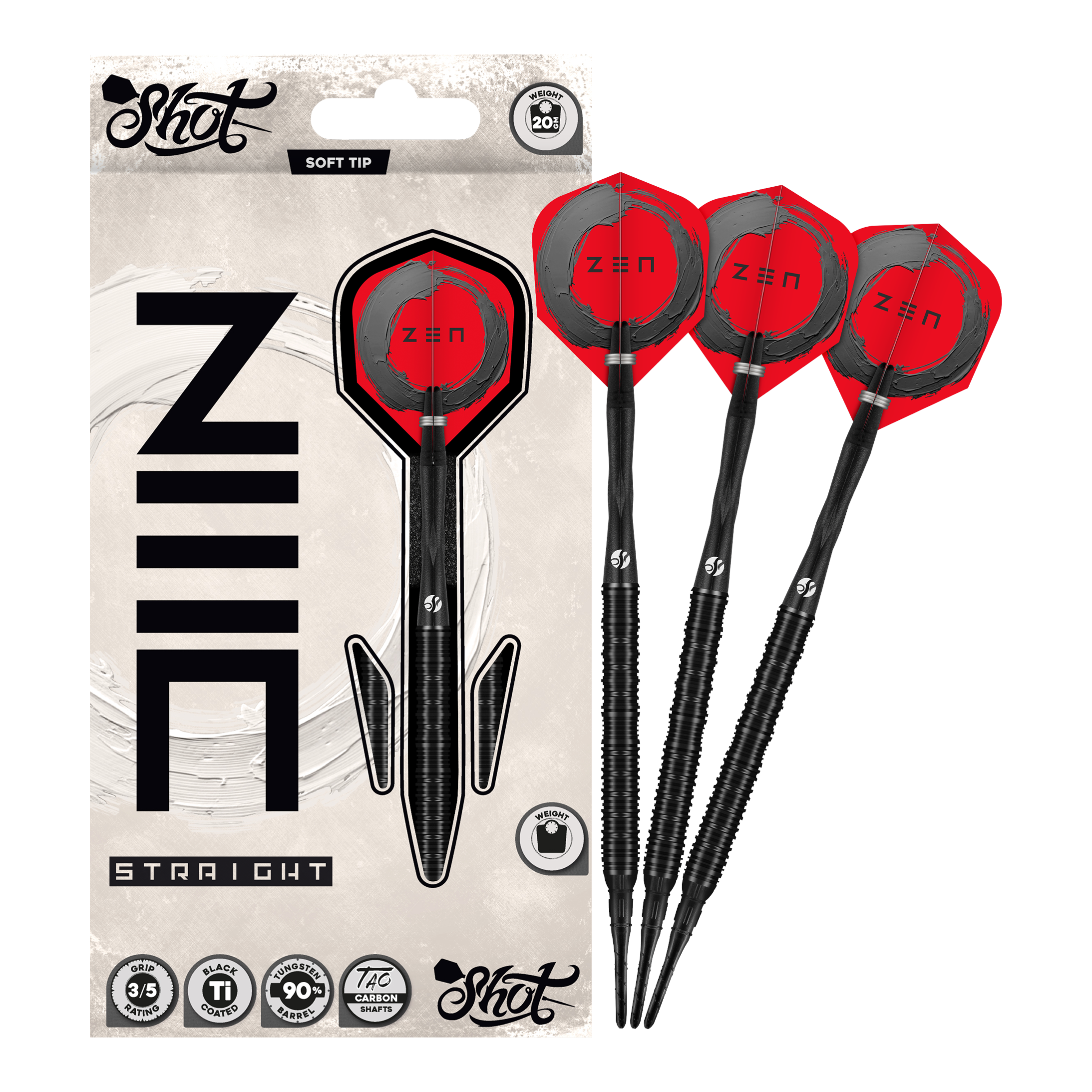 Shot ZEN Straight Softdarts - 20g Shot ZEN Straight Softdarts - 20g