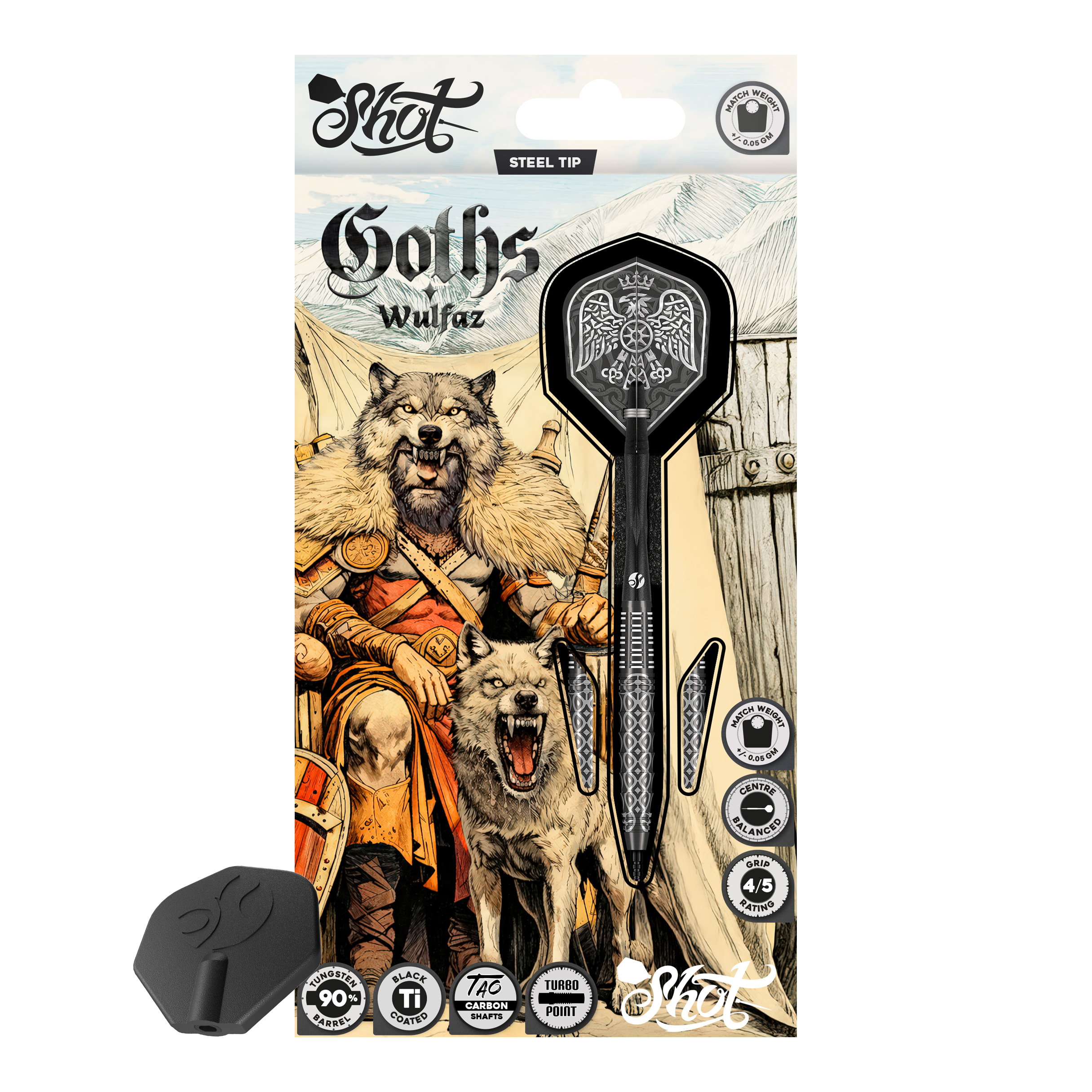 Shot Goths Wulfaz Turbo Point Steel Darts - 23g Shot Goths Wulfaz Turbo Point Steel Darts - 23g