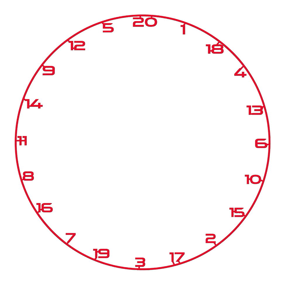Bullet Dartboard Number Ring Das Bild zeigt einen roten Zahlenring für ein Dartboard. Der Name der Datei ist BT1000120_Bullet_Dartboard_Zahlenring_Rot_1.