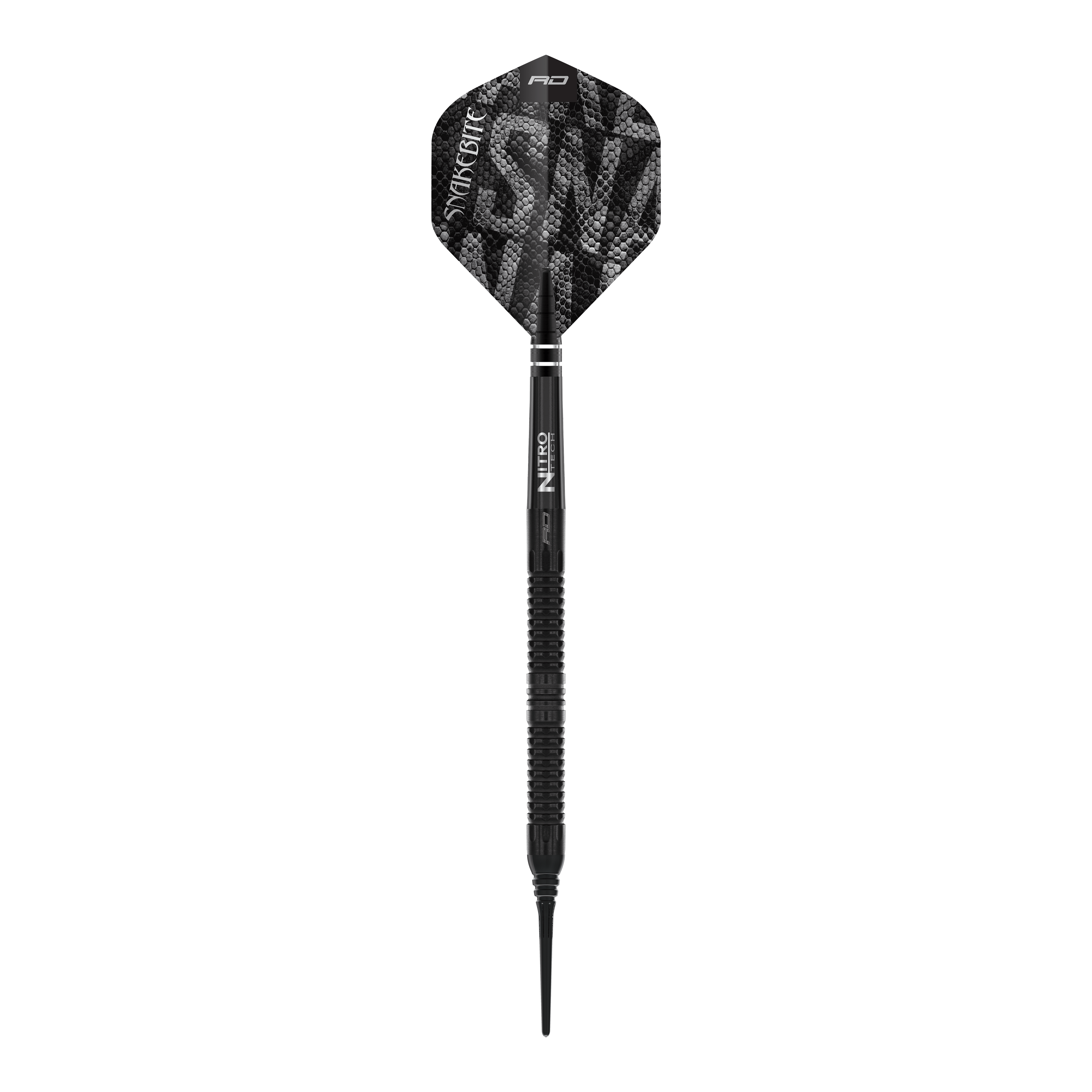 Red Dragon Peter Wright Snakebite Black Mamba Soft Darts - 20g Red Dragon Peter Wright Snakebite Black Mamba Softdarts - 20g. Abgebildet ist ein Detail des Softdarts-Designs in Schwarz.