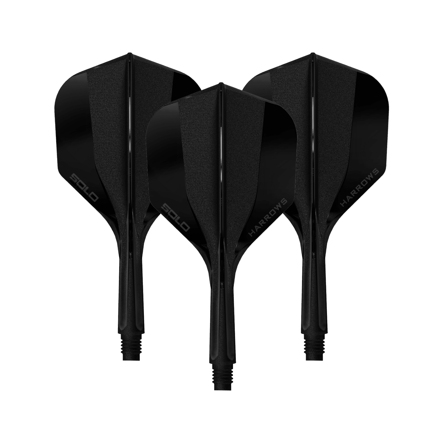 Harrows Solo No6 Flight Shaft System - Black Hier sieht man ein Harrows Solo No6 Flight Shaft System in Schwarz, 20mm, 1 Set. Das Produkt wird aus der Seitenperspektive gezeigt.