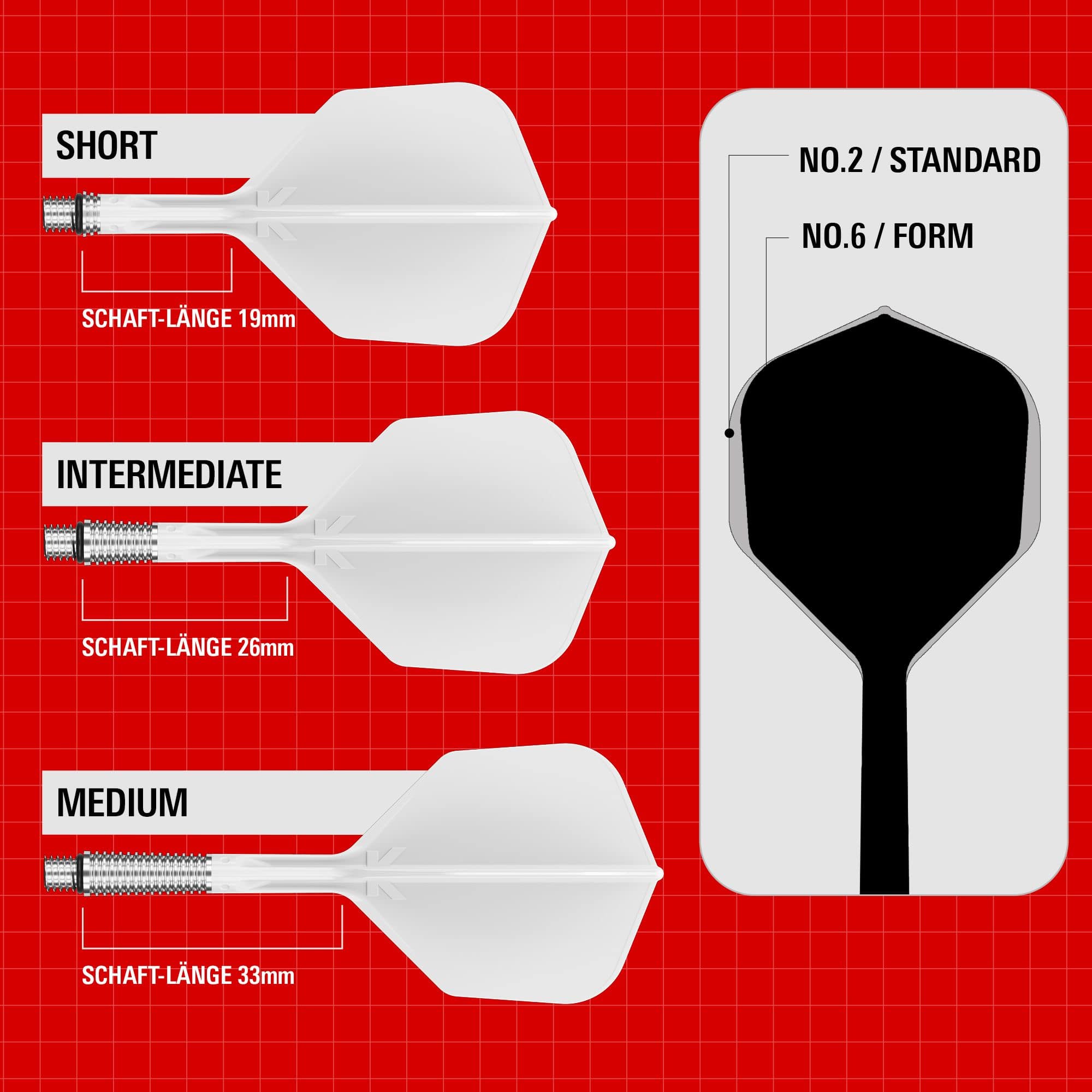 Target K-Shift No6 Flights - White Das Bild zeigt die Target K-Shift No6 Flights in Weiß. Es handelt sich um Dart-Flights in weißer Farbe.