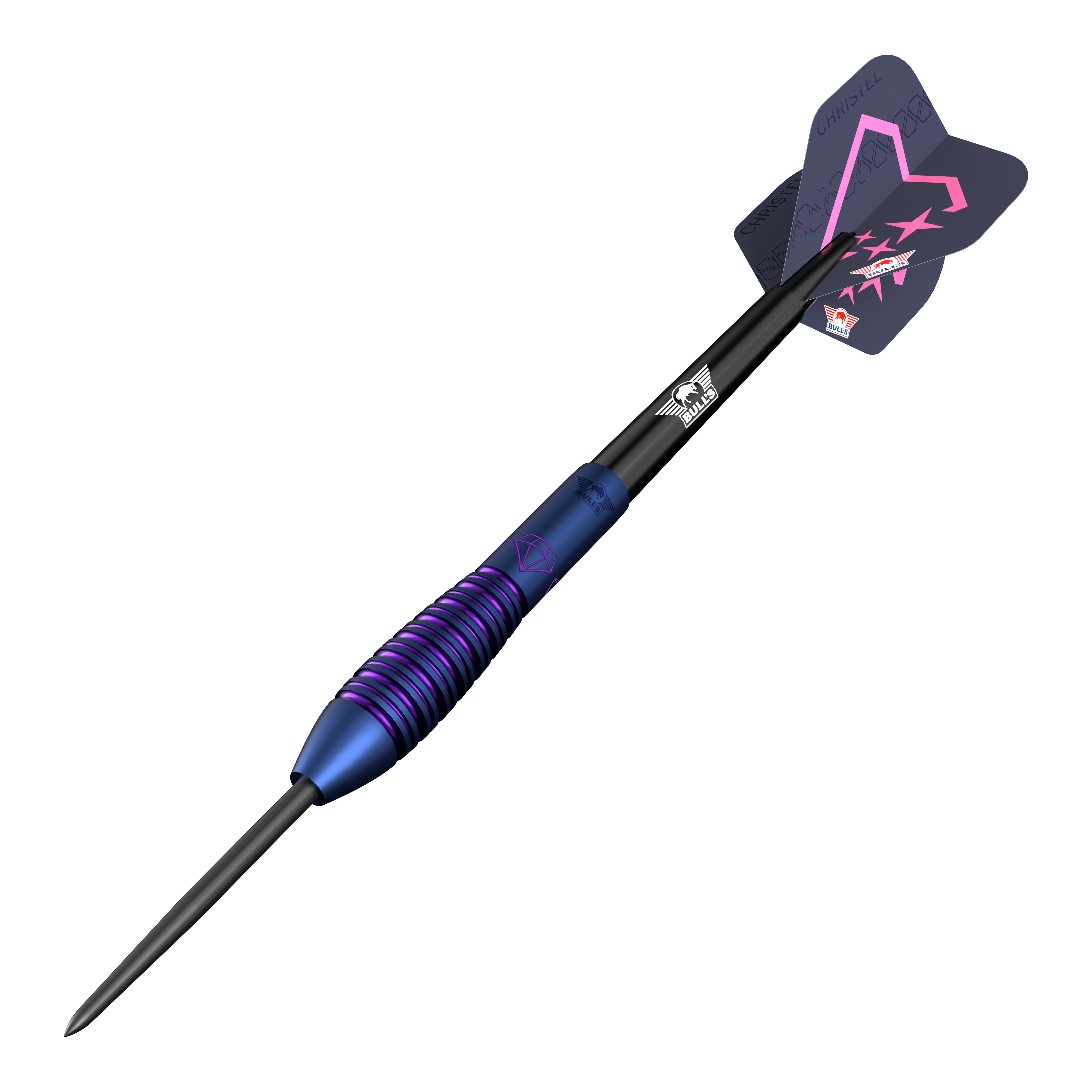 Bulls NL Christel Timmermans Satellite 90 steel darts 25g Das Bild zeigt die Bulls NL Christel Timmermans Satellite 90 Steeldarts 25g. Diese Darts eignen sich besonders für Turnierspieler.