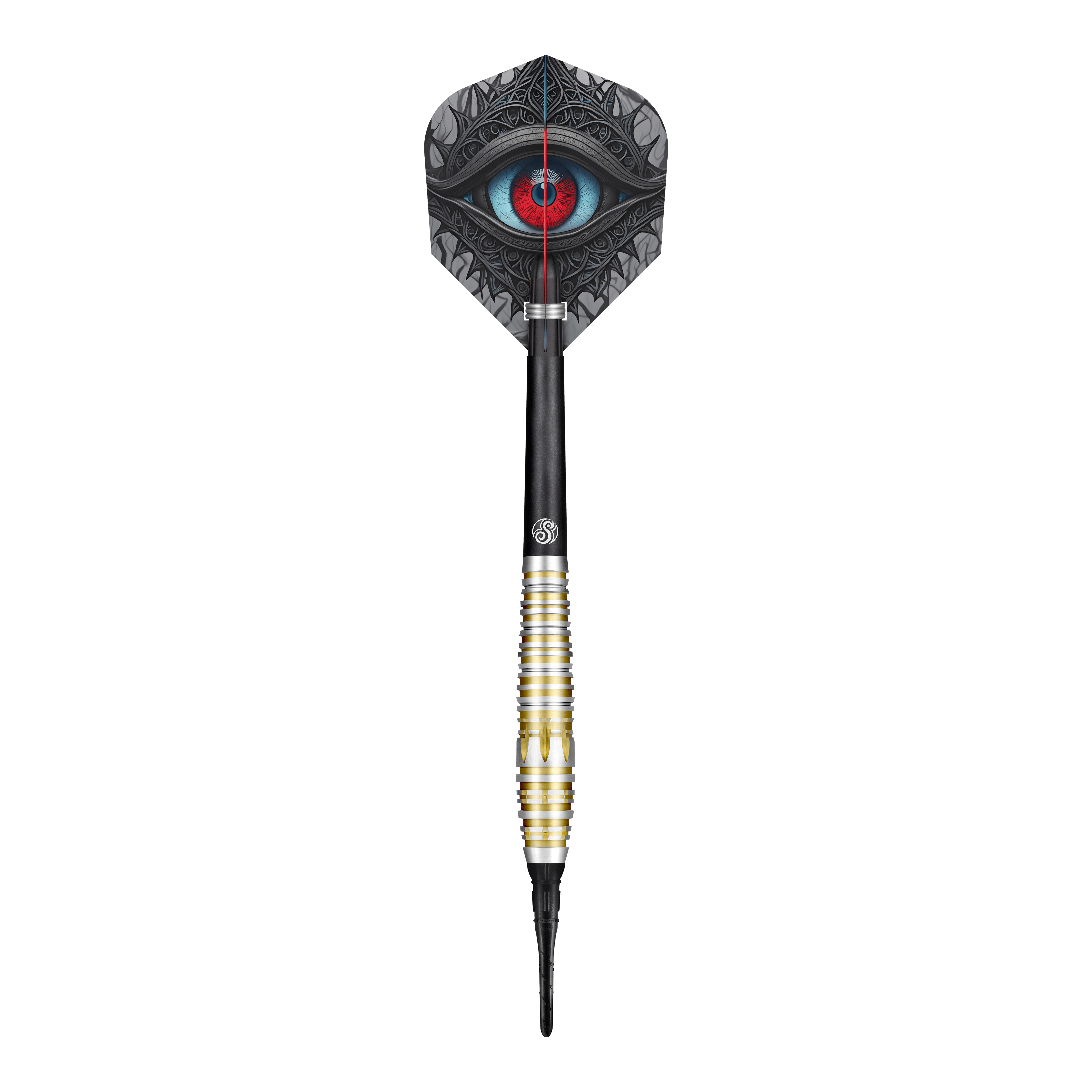 Shot Celt Balor Softdarts Der Shot Celt Balor Softdart ist ein eleganter Dartpfeil mit einem auffälligen Design. Auf der Flight ist ein großes, detailliertes Auge abgebildet.