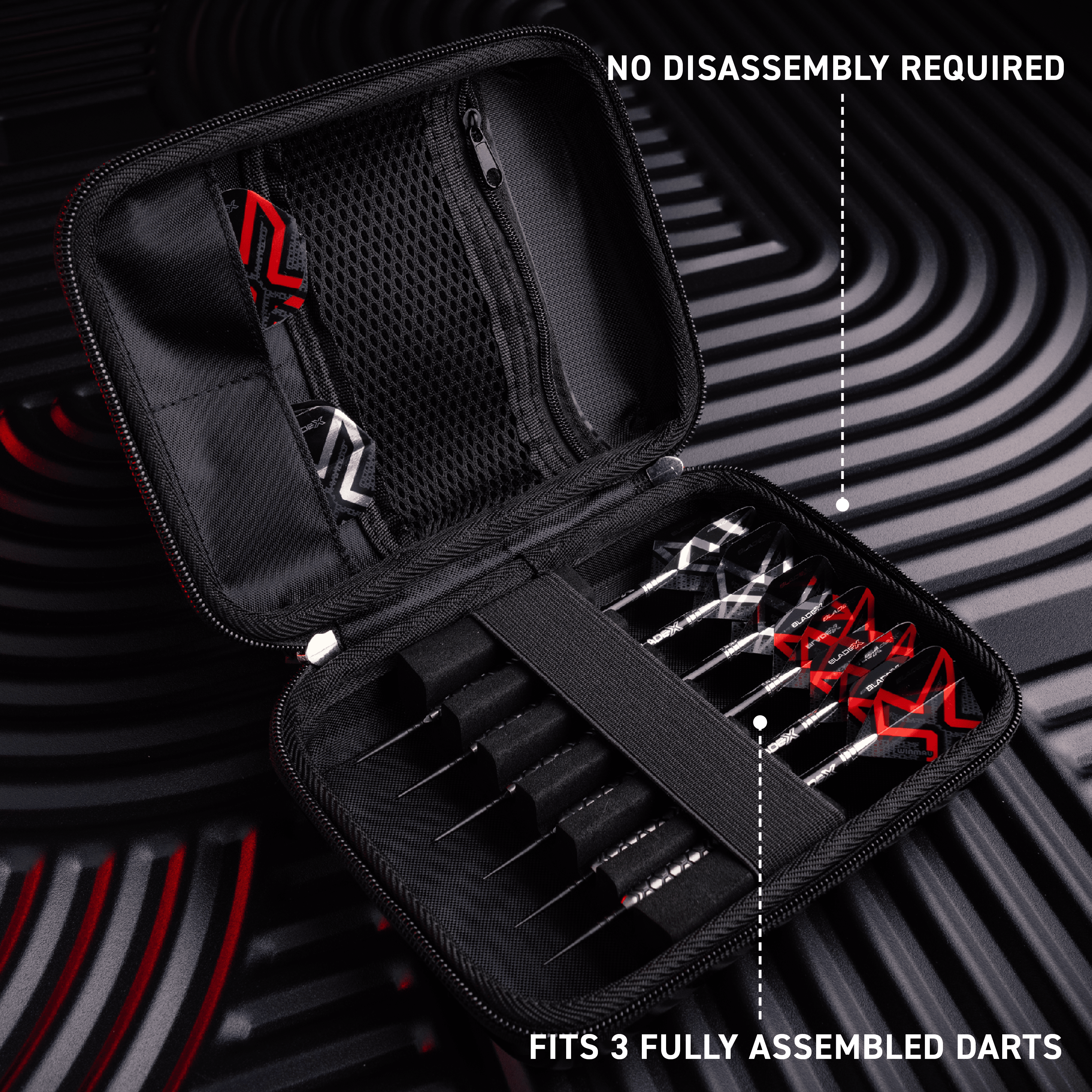 Abgebildet ist das Winmau Blade X Armor G2 Dartwallet. Die Darttasche eignet sich perfekt zur Aufbewahrung und für den Transport von Darts.