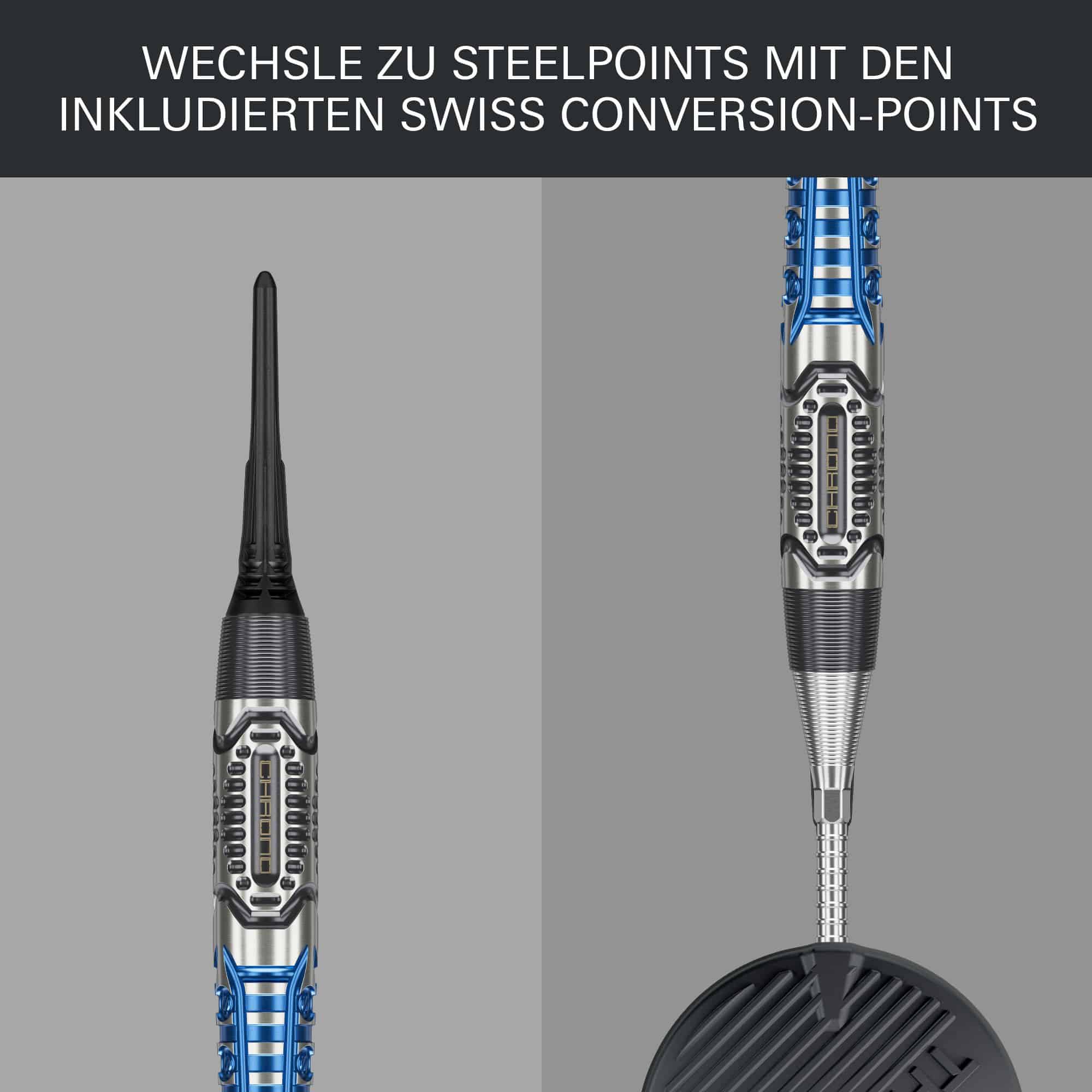 Zu sehen sind die Target Phil Taylor Power X Chrono Softdarts. Diese Darts tragen den Namen des legendären Spielers Phil Taylor.