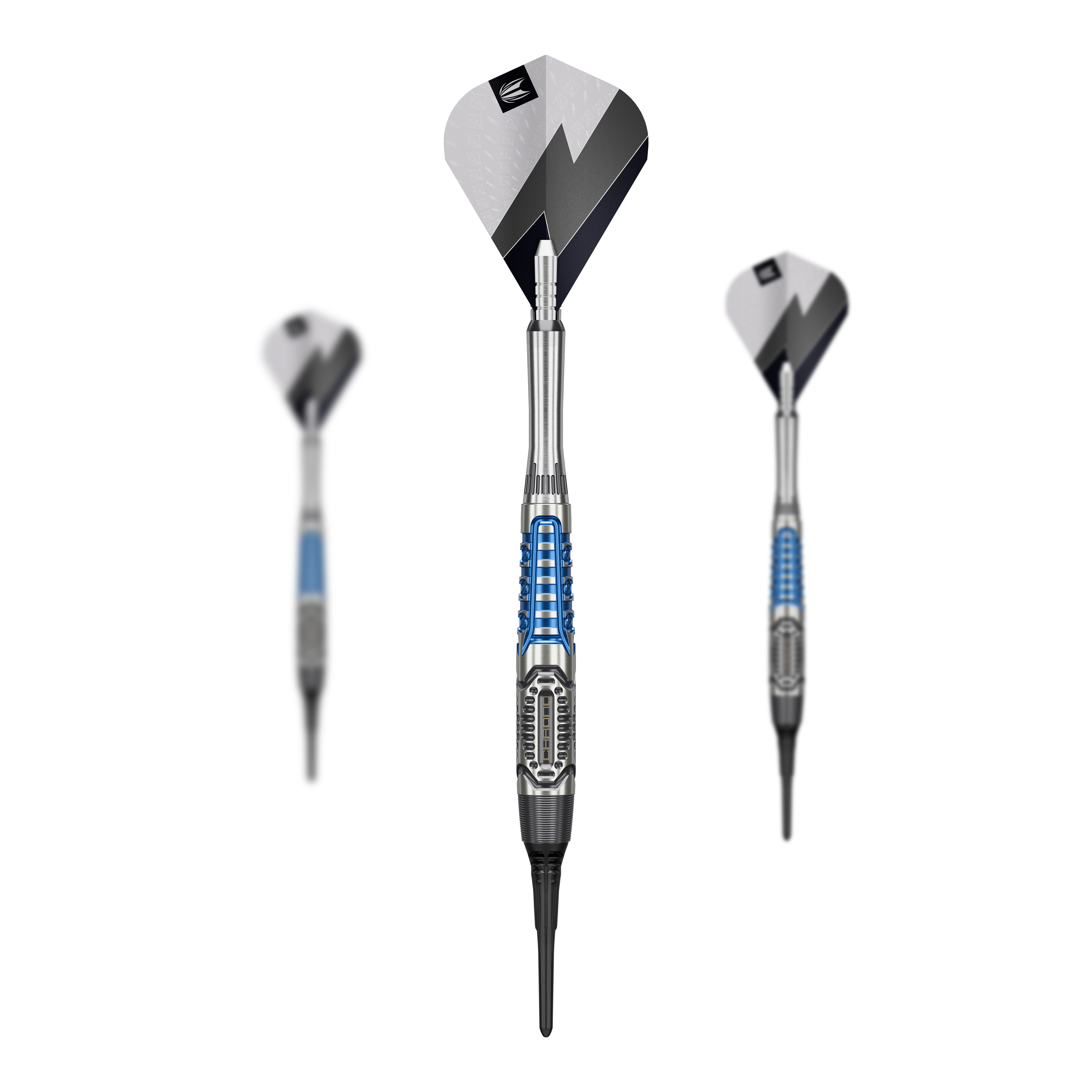 Target Phil Taylor Power X Chrono soft darts Das Bild zeigt die Target Phil Taylor Power X Chrono Softdarts. Diese Softdarts sind für elektronische Dartboards geeignet.