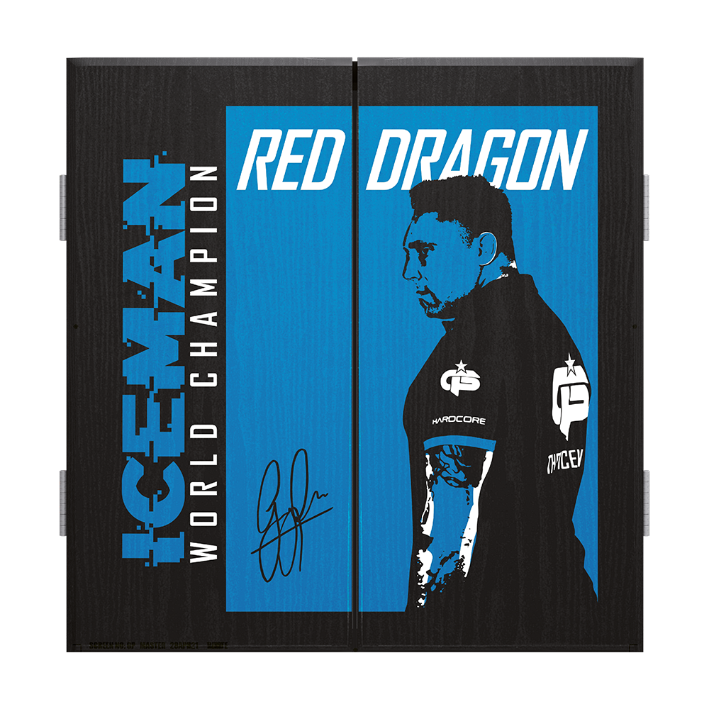 Red Dragon Gerwyn Price dartboard cabinet