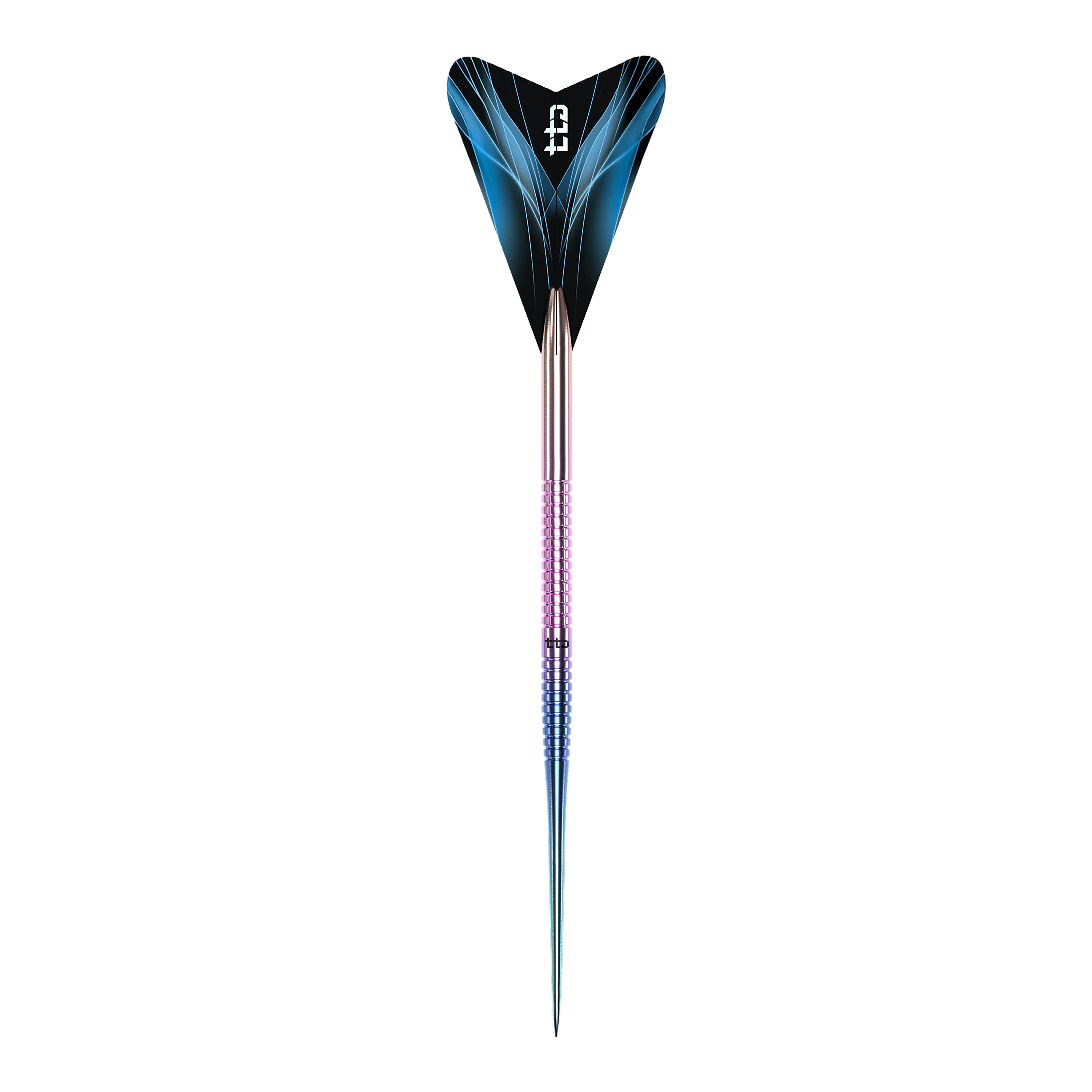 Hier sieht man den Caliburn TTD Complete Titanium T1 Rainbow Steeldarts - 5g. Der Dartpfeil ist besonders durch sein farbenfrohes Aussehen.