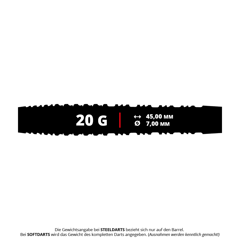Shot Alchemy Runstel Soft Darts - 20g Das Bild zeigt die Shot Alchemy Runstel Softdarts mit 20g Gewicht. Diese Darts sind speziell für Softdartspieler konzipiert.