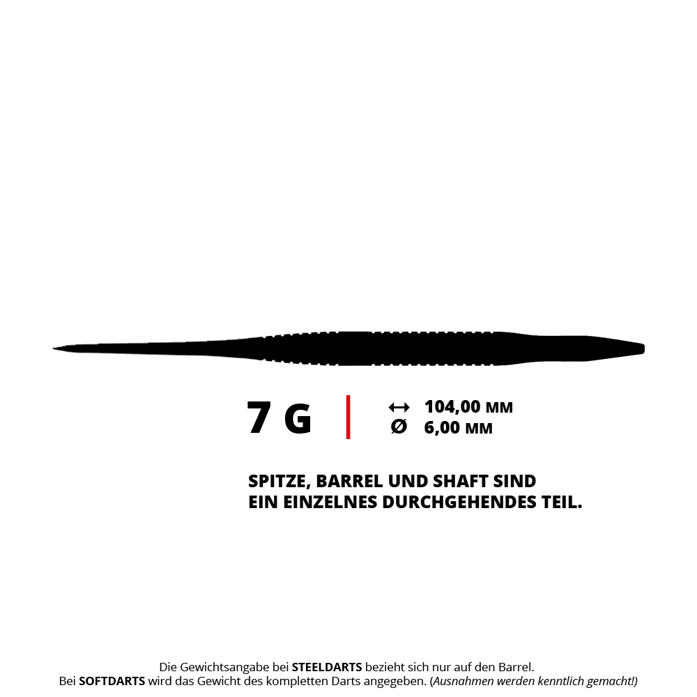 Auf dem Bild sieht man die Caliburn TTD Complete Titanium T3 Silver Steeldarts mit einem Gewicht von 7g. Die Steeldarts bestechen durch ihr elegantes silbernes Design.