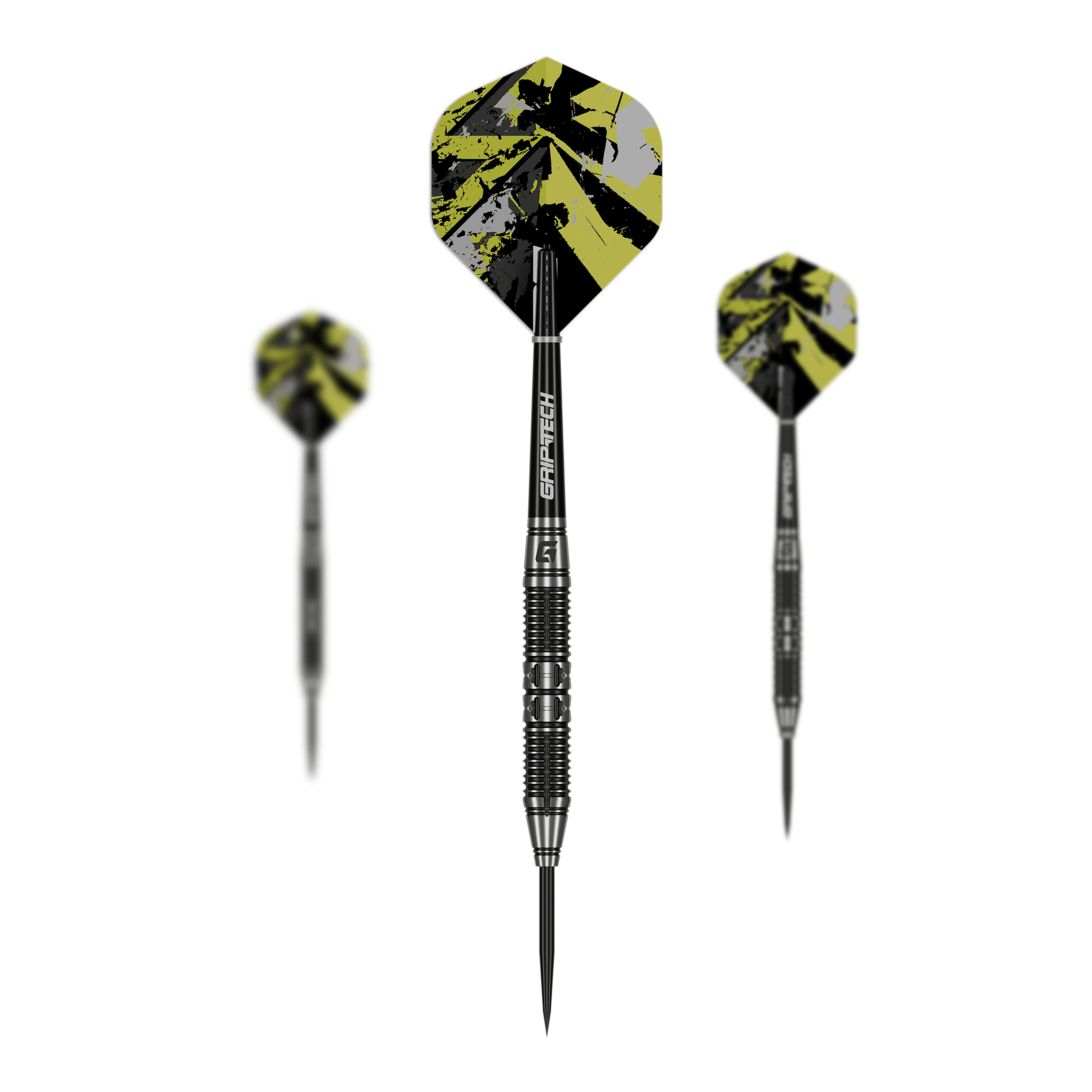 Auf dem Foto ist das Set GOAT Dumbbell Steeldarts zu sehen. Das Set enthält mehrere Steeldarts.