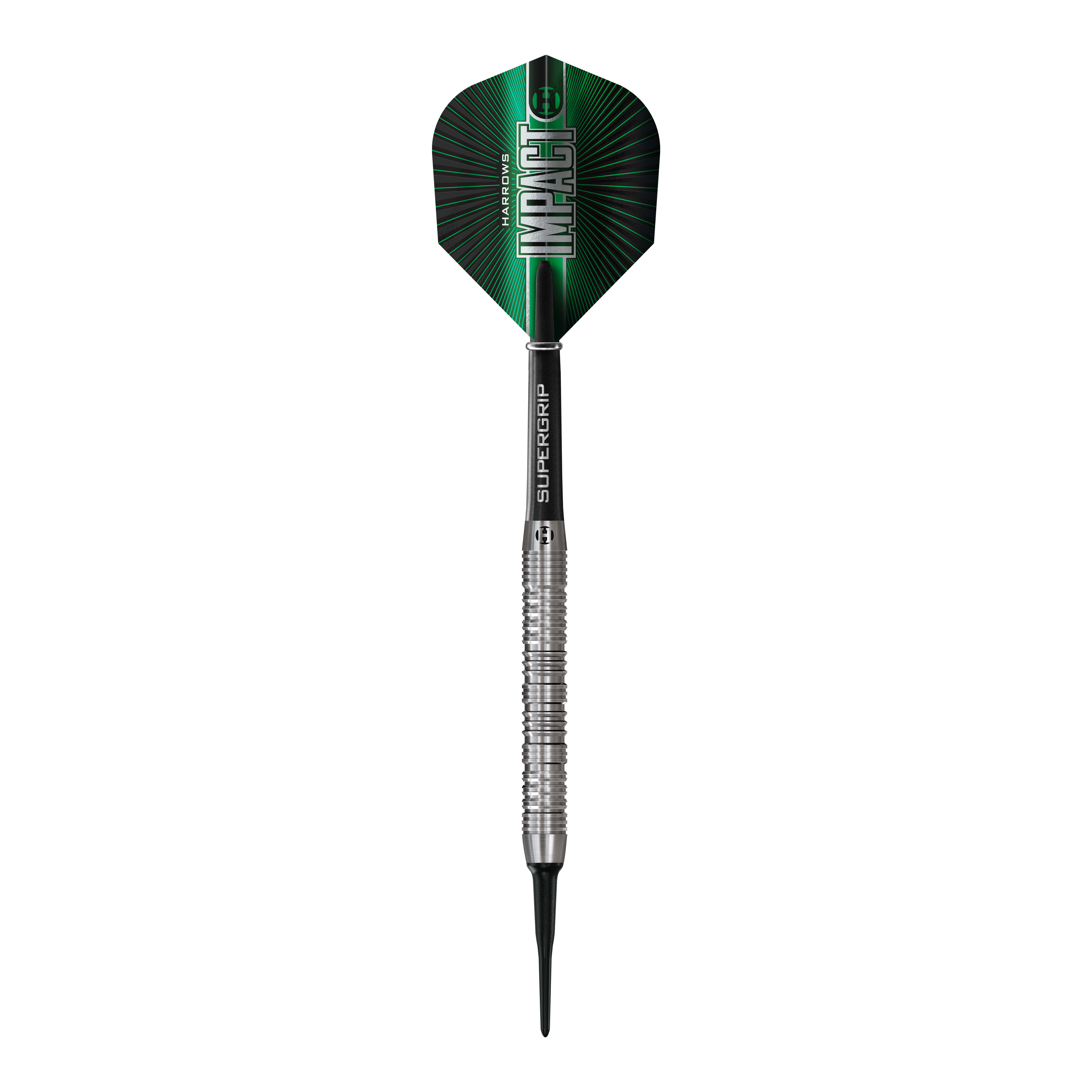 Harrows Impact Soft Darts Harrows Impact Softdarts sind auf diesem Bild abgebildet. Die Softdarts sind in Nahaufnahme zu sehen.