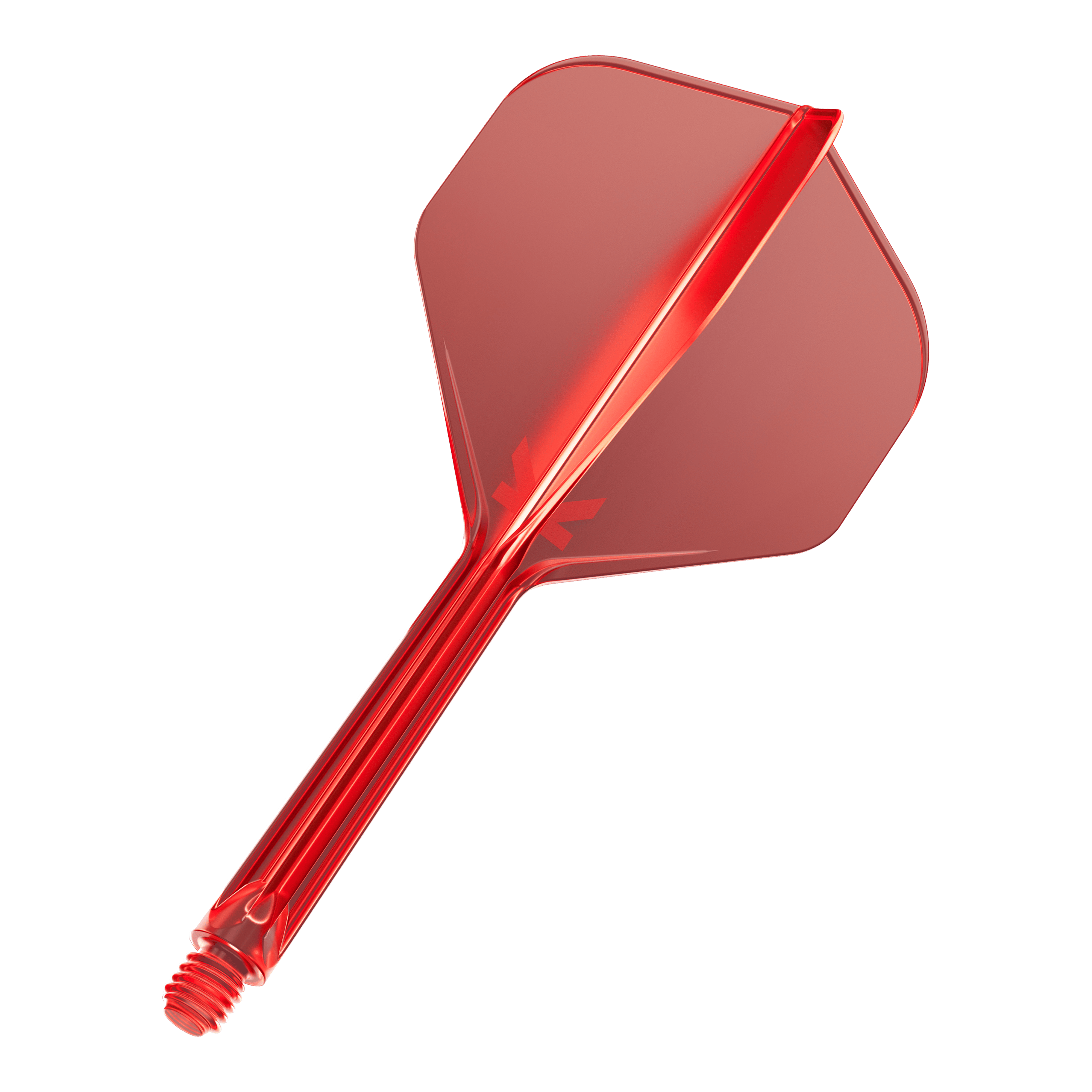 Dies ist ein rotes Dart-Flügel-Set mit einem integrierten Schaft. Es hat ein einfaches, durchsichtiges Design und ist für den Einsatz bei Darts geeignet.