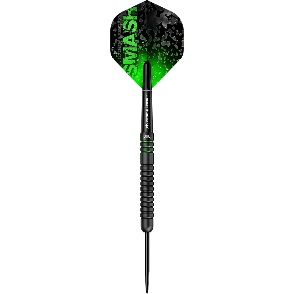 M001325_Mission_Martin_Lukeman_Black_Titanium_Steeldarts_1qB3tWCvPvorDt Dies ist ein schwarzer Steeldart mit grünen Akzenten und der Aufschrift "SMASH" auf dem Flight. Es handelt sich um den Mission Martin Lukeman Black Titanium Steeldart mit einem Gewicht von 25 Gramm.