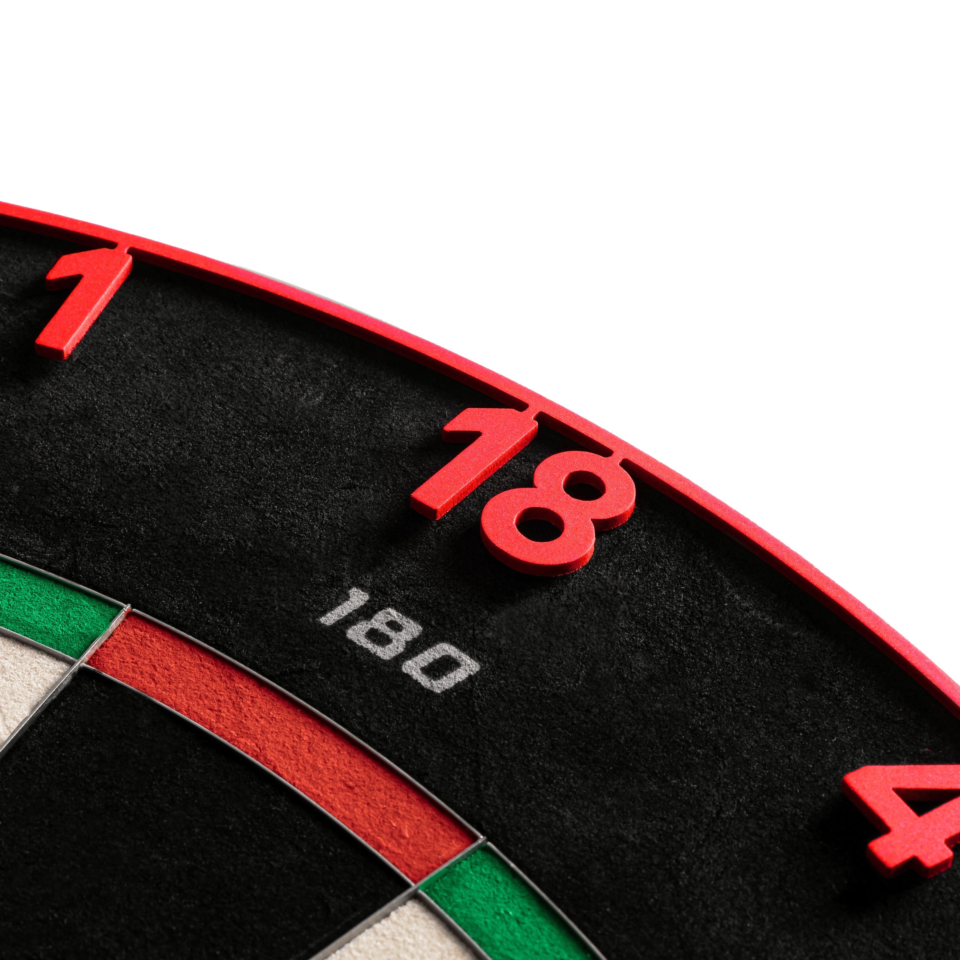 Precise 180 Endorphine steel dartboard with number ring - Inferno Red Dieses Bild zeigt das Precise 180 Endorphine Steeldartboard mit Nummernring in Inferno Red. Das Dartboard eignet sich ideal für anspruchsvolle Dartspieler.