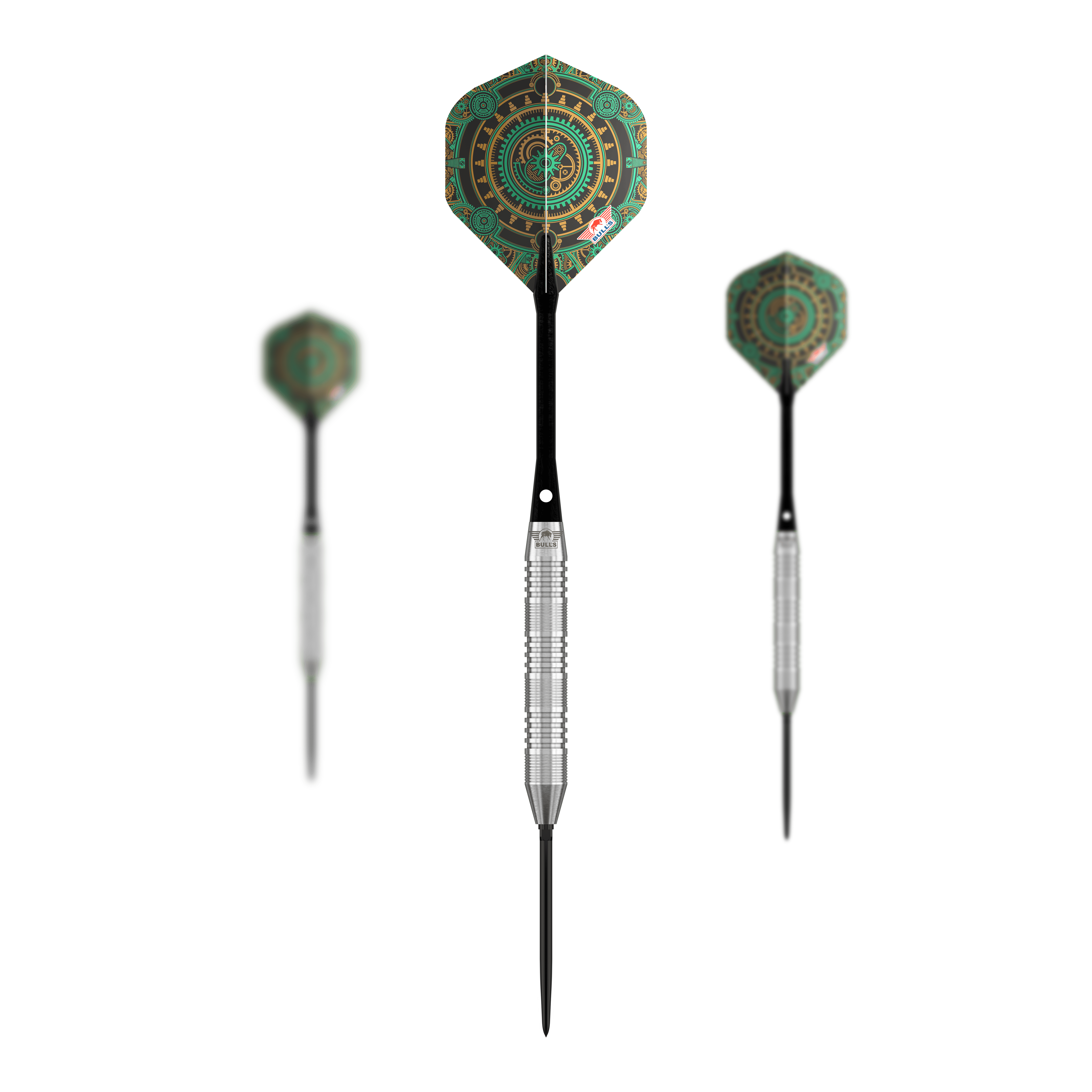 Bulls NL Direct Tungsten Convertible Point Steel Darts - 23g Abgebildet wird das Set Bulls NL Direct Tungsten Convertible Point Steeldarts - 23g. Zu sehen sind mehrere Pfeile.
