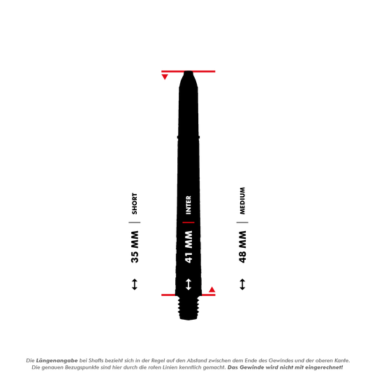 7020_Winmau_Prism_Force_Shafts_5_41mmC3Gn74cMPPWUj Das Bild zeigt einen Dart-Schaft mit Längenangaben in Millimetern. Die Zwischengrößen "Short" (35 mm), "Inter" (41 mm) und "Medium" (48 mm) sind markiert.