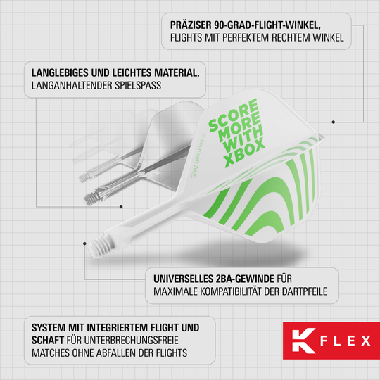Target Xbox K-Flex No2 Standard Flights - White Abgebildet sind die Target Xbox K-Flex No2 Standard Flights in Weiß. Sie sind speziell für Xbox Dartpfeile konzipiert.