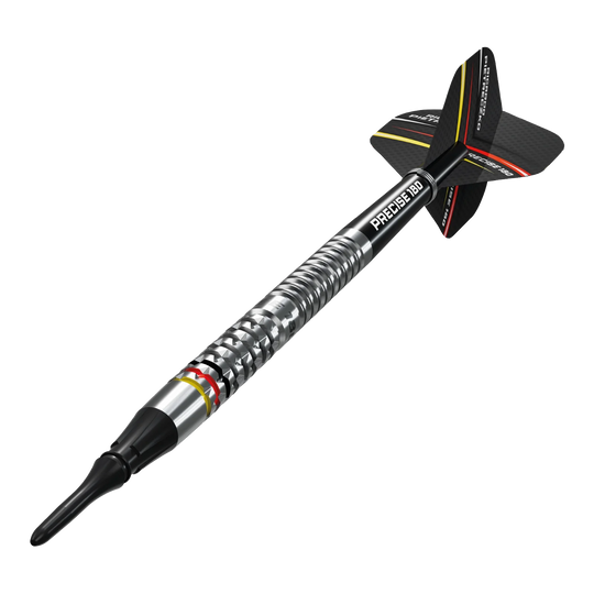 Precise 180 Ricardo Pietreczko GEN1 soft darts Das Bild zeigt die Precise 180 Ricardo Pietreczko GEN1 Softdarts. Diese Darts sind speziell für Softdart-Liebhaber entwickelt.