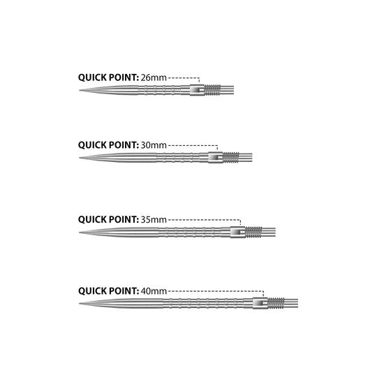 Harrows Quick Point Heavy Metal Dart Tips - Silver Das Bild zeigt Harrows Quick Point Heavy Metal Dartspitzen in Silber. Diese Dartspitzen bieten eine gute Griffigkeit und Langlebigkeit.