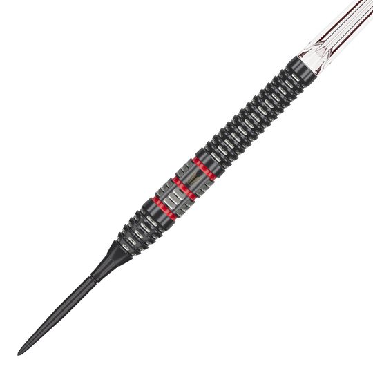 Target Nathan Aspinall 95K Swiss Point Steel Darts Target Nathan Aspinall 95K Swiss Point Steeldarts sind auf dem Bild dargestellt. Der Fokus liegt auf der Form und Verarbeitung der Darts.