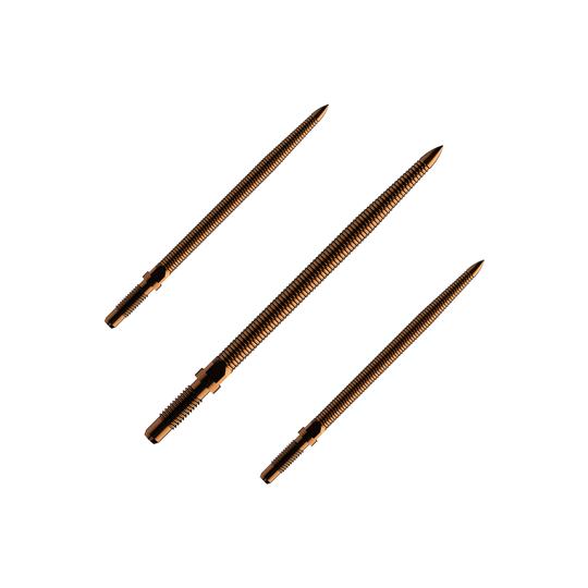 Bulls NL Convertible Point Dart Tips - Micro Grip - Bronze Das Bild zeigt einen Dartspitzen-Satz mit MicroGrip in Bronze. Die Spitzen sind 32mm lang.