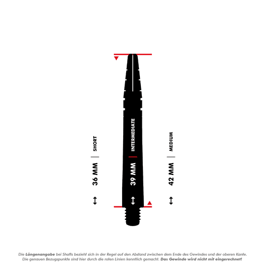C792_Red_Dragon_Nitrotech_Peter_Wright_Purple_Ionic_Shafts_5_39mm Das Bild zeigt die Red Dragon Nitrotech Peter Wright Purple Ionic Shafts mit einer Längenangabe in Millimetern. Die Shaft-Länge „Intermediate“ beträgt 39 mm, verglichen mit „Short“ (36 mm) und „Medium“ (42 mm).