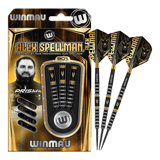 Winmau Alex Spellman Steeldarts werden auf diesem Bild vollständig gezeigt. Das Produkt ist für professionelle und Hobbyspieler geeignet.