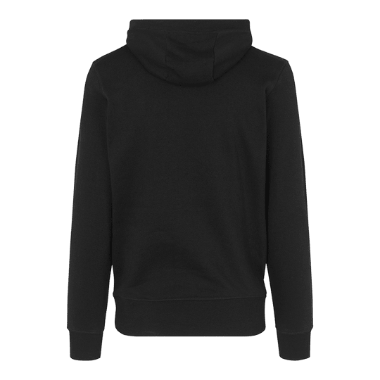 Barrels and Shafts Hoodie - Black Auf dem Bild ist ein schwarzer Hoodie von hinten zu sehen. Der Hoodie hat eine Kapuze und lange Ärmel.