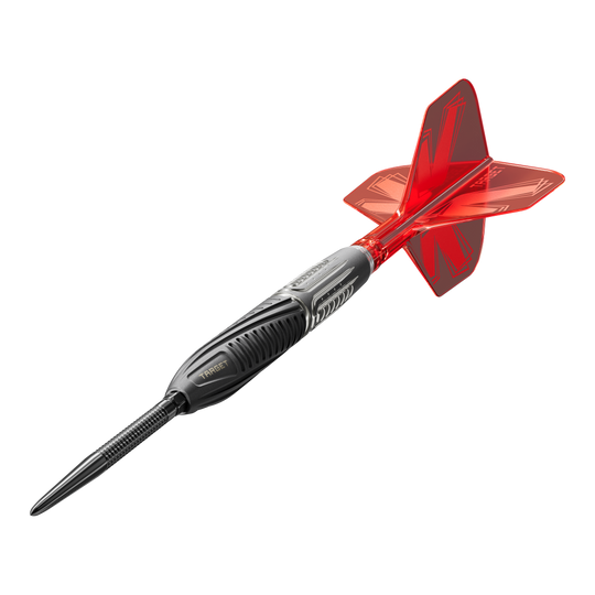 Das Bild zeigt die Target Shift Swiss Point Steeldarts. Die Details der Spitzen und Griffflächen sind deutlich erkennbar.