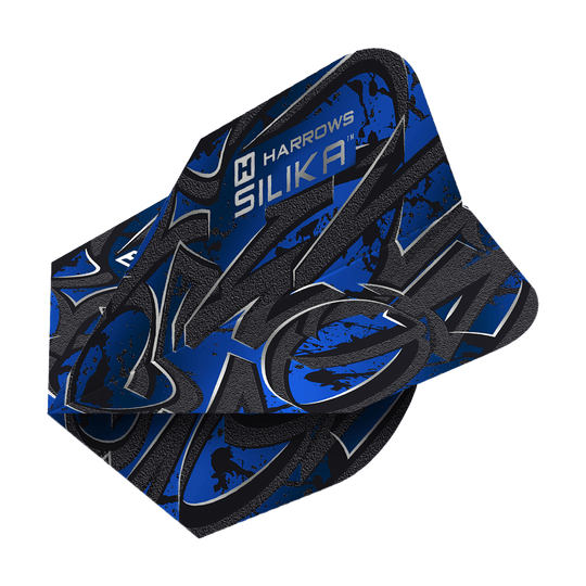 Harrows Silika Vandl No6 Flights in Blau. Die markante Flight-Form ist erkennbar.