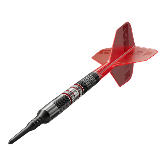 Target Gabriel Clemens 95K soft darts - 19g Dies ist ein Target Gabriel Clemens 95K Softdart mit einem Gewicht von 19g. Der Dartpfeil hat ein schwarzes Barrel mit roten und silbernen Akzenten sowie einen roten Flight.