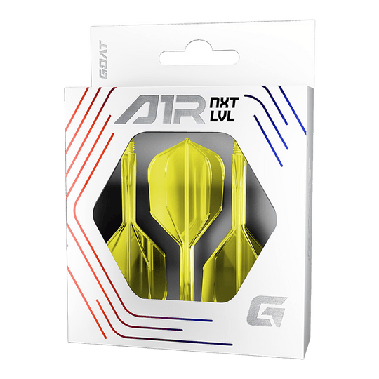 GOAT A1R No6 Flight Shaft System - Neon Yellow Das Bild zeigt das GOAT A1R No6 Flight-Shaft-System in Neon Gelb. Es handelt sich um einen Dartzubehör-Artikel zum Verbinden von Flight und Shaft.