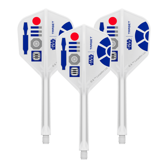 Zu sehen ist ein Produkt mit dem Dateinamen 410512_Target_StarWars_KFlex_R2D2_No6_Flights_Medium_33mm_1Set. Vermutlich handelt es sich dabei um ein Set von Dart-Flights mit Star Wars Thema.