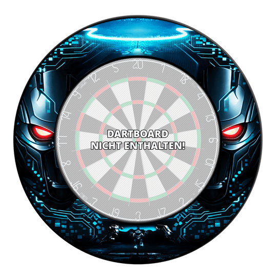 Zu sehen ist das McDart Roboter Dartboard Surround. Dieses Produkt dient als Schutz- und Designumrandung für Dartboards.
