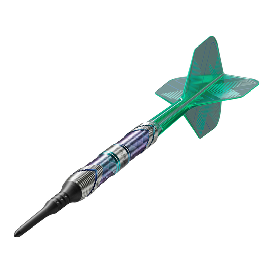 Target Japan Kaze Series Ceros 03 Soft Darts - 19g Dies ist der Target Japan Kaze Series Ceros 03 Softdart mit einem Gewicht von 19g. Der Dart hat ein auffälliges Design mit grünen Flights und einem strukturierten Barrel.