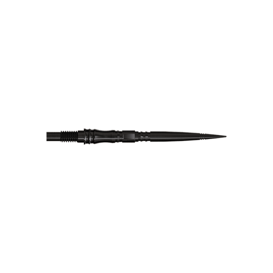 Harrows Quick Point Apex Axis Elite Series Dartspitzen - Schwarz Apex Axis Black Elite Serie Dartspitzen in 30mm sind zu sehen. Sie haben eine dunkle Oberfläche.