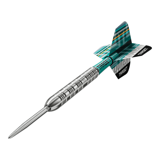 Das Bild zeigt die Target Hydro 02 Swiss Point Steeldarts. Die Steeldarts sind deutlich und detailreich abgebildet.