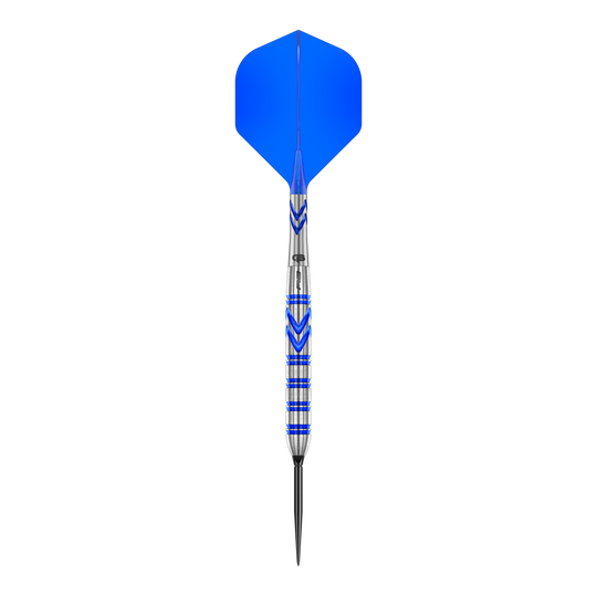 Das Bild zeigt die Red Dragon Gerwyn Price Blue Original Switch Point Steeldarts. Diese Darts sind bekannt für ihre hohe Qualität und Langlebigkeit.