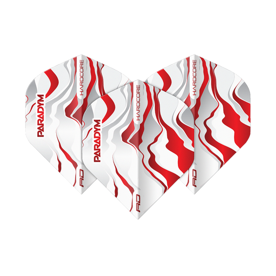 Red Dragon Hardcore Premium Paradym Red Premium No2 Standard Flights Abgebildet ist ein Set Red Dragon Hardcore Premium Paradym Red Premium No2 Standard Flights. Das Produkt zeigt hochwertige Dart-Flights in Standardgröße.